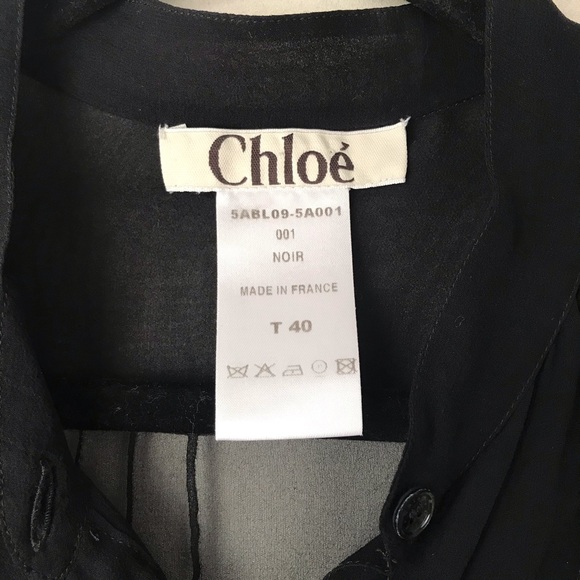 CHLOÉ black sheer button up beaded blouse S - Picture 2 of 8